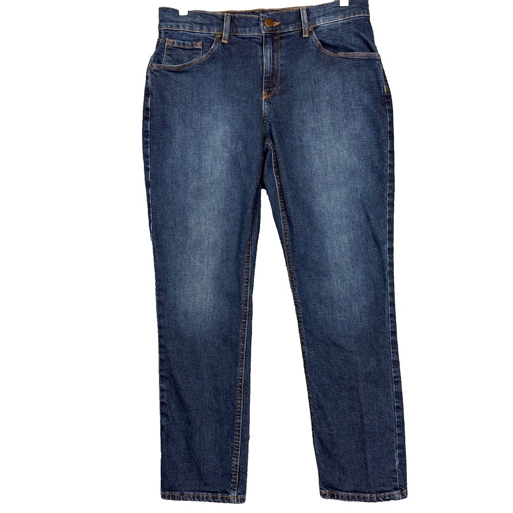 Mott and Bow Jeans Womens 29x28 Fits 31x28 Blue Boyfriend Dark Wash Stretch Prep